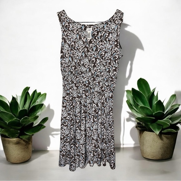 Cato Brown and White Floral Midi Dress - Picture 2 of 5